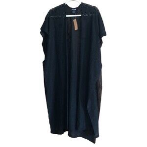 Steve Madden Women's Open Weave Short Sleeve Black Cover up OS Fits Most NWT